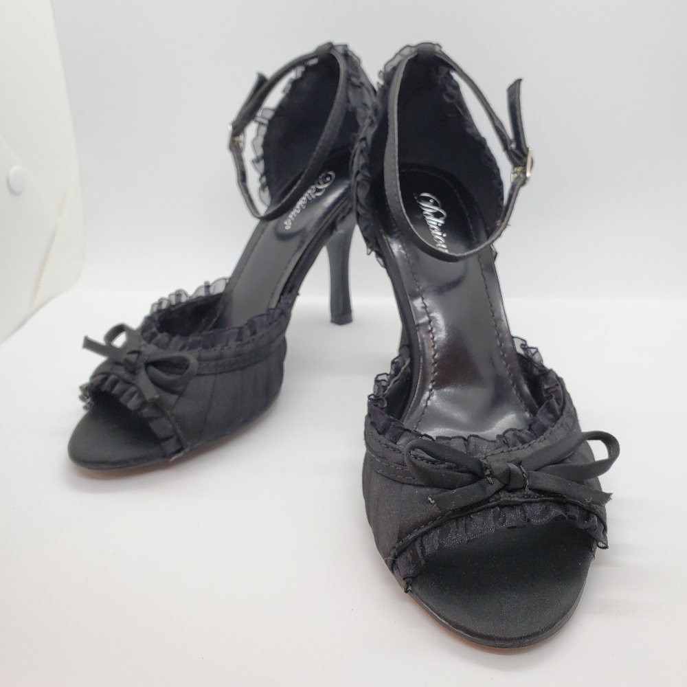 Lace Bow Black Heels